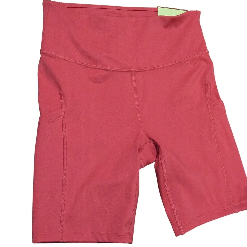 All in‎ Motion High Rise Biker Shorts XS Coral Pink Athletic Compression Pockets